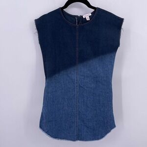 Ella Moss Sz 7 8 Sleeveless Dress Blue Denim Ombre Back Zip Side Pockets Girls